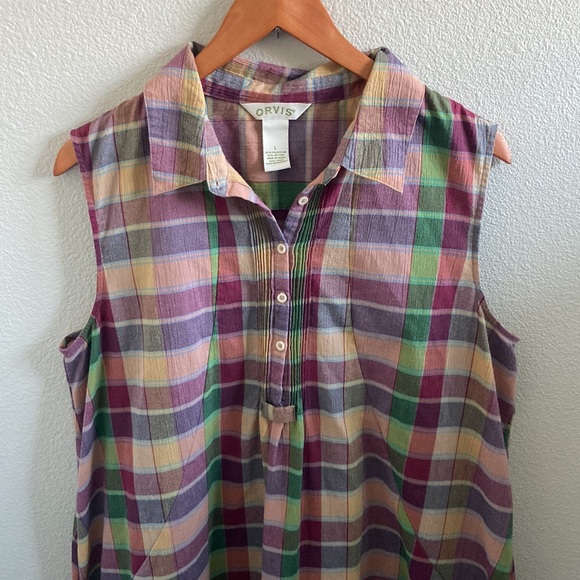 Orvis Plaid Trapeze Dress, Size L - Picture 2 of 5